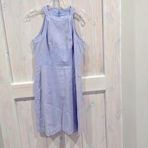 Loft linen summer dress lilac with round high neck
